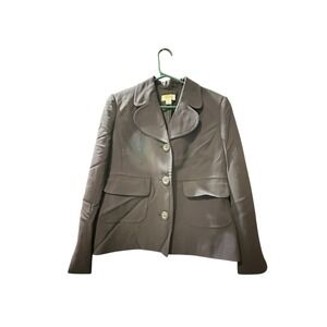 Talbots Petites Blazer Jacket Womens Size 6 Navy Blue Button Up Long Sleeve EUC‎